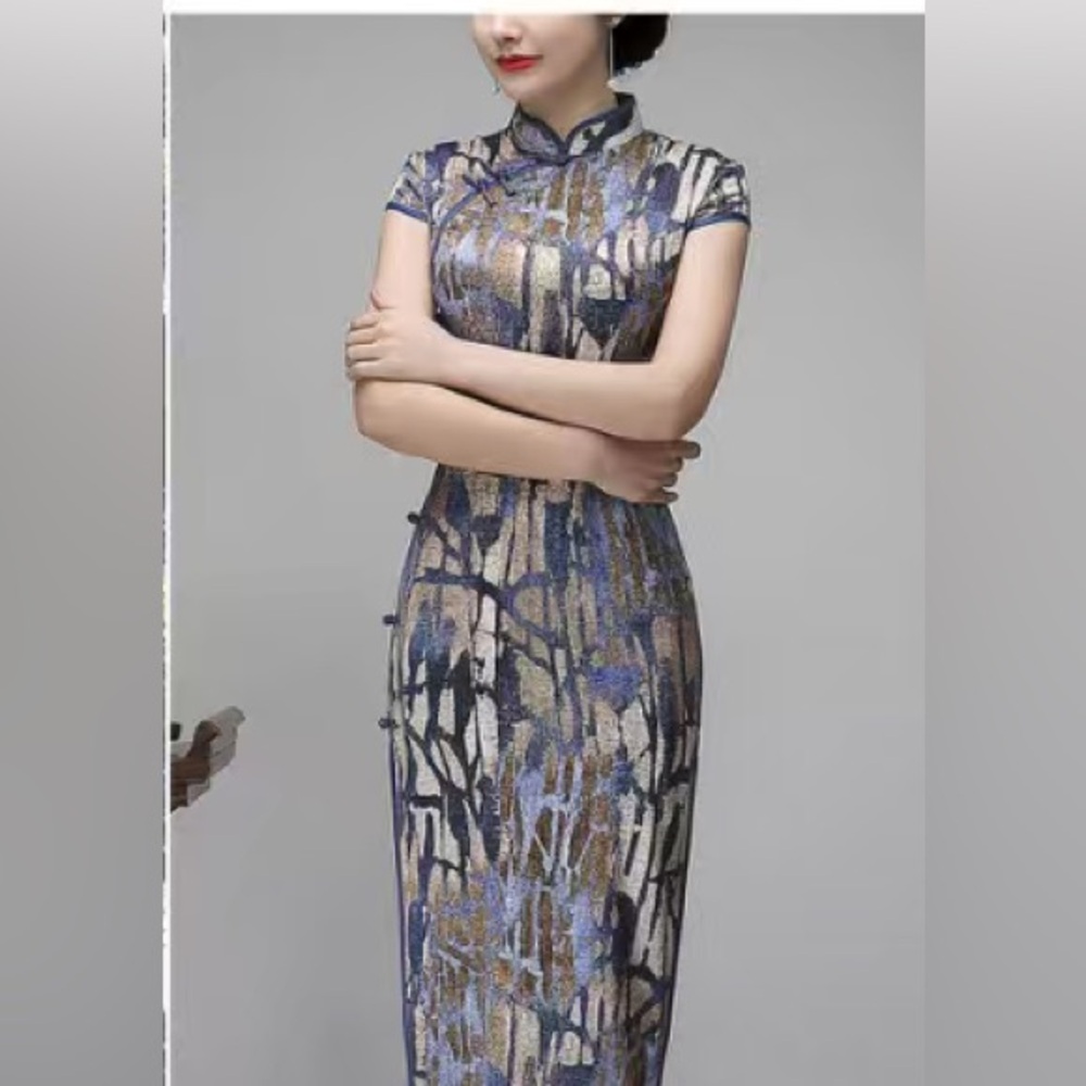 NWT Spring Summer Plicated Cheongsam Qipao Dress M
